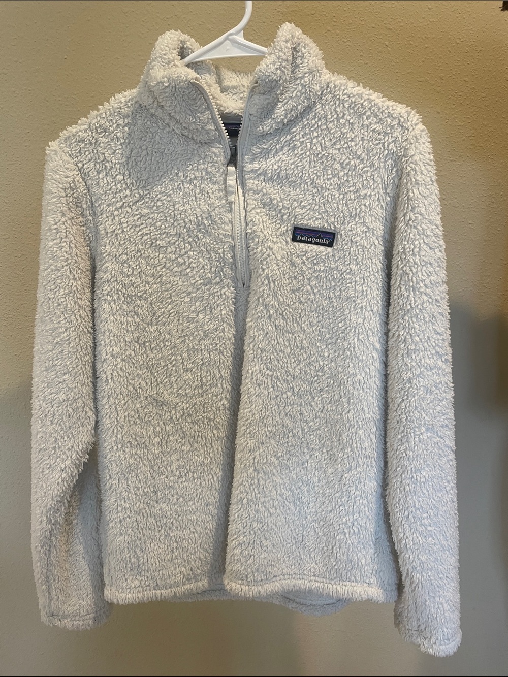 Patagonia White Shaggy Fleece 1/4 Zip Pullover